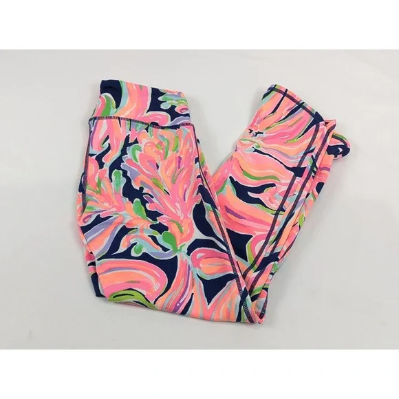 Lilly Pulitzer Luxletic Leggings Womans XS Pink Tropical Capri Performance - Picture 4 of 7